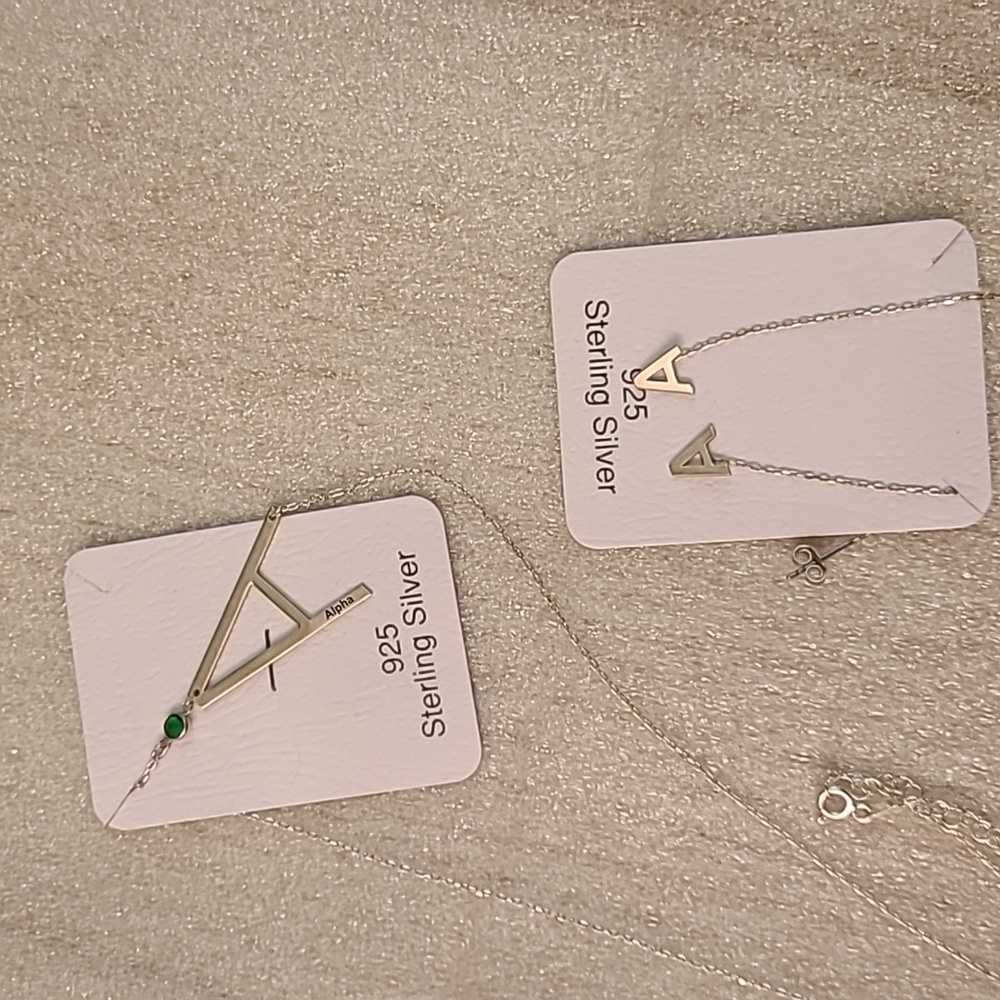 925 Sterling Silver Initial 'A' Necklace and Earring Set
